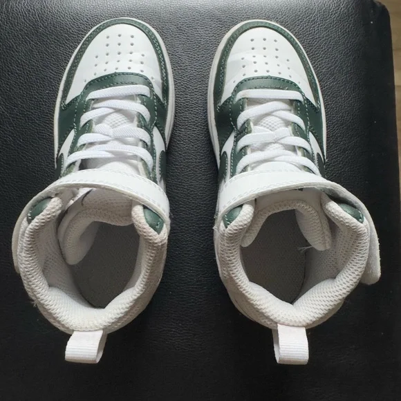 Kids Nike Court Borough Mid 2- Green and White - Picture 7 of 10